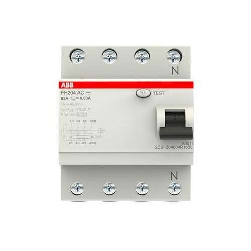 4P 63A AC Type RCD 30mA with reference 2CSF204004R1630 from the brand ABB