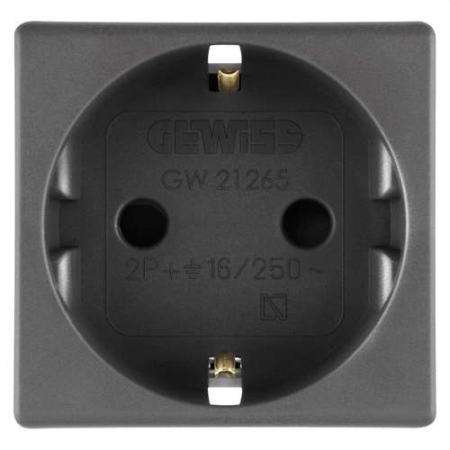 Spanish socket outlet 2P+T 16A 2 modules System Black with reference GW21265 from the brand GEWISS
