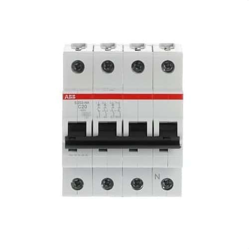 S203-C20NA 3P+N 20A Type C 10kA Circuit Breaker with reference 2CDS253103R0204 from the brand ABB