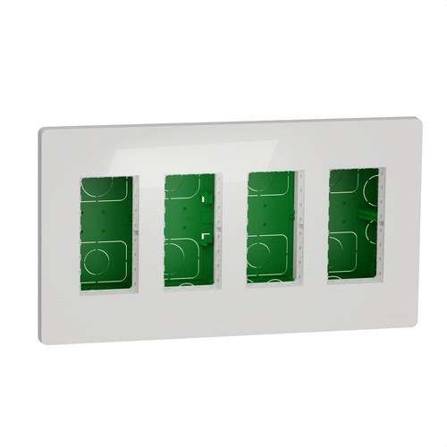 Recessed workstation with 4 polar white columns New Unica System+ with reference NU174418 from the brand SCHNEIDER ELECTRIC
