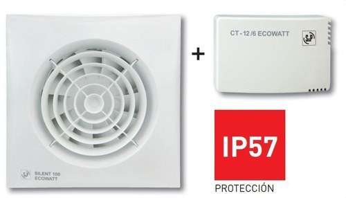 Bathroom Extractor Fan Kit SILENT-100 CRZ 12VDC ECOWATT + CT-12/6 RE with reference 5210614800 from the brand SOLER & PALAU