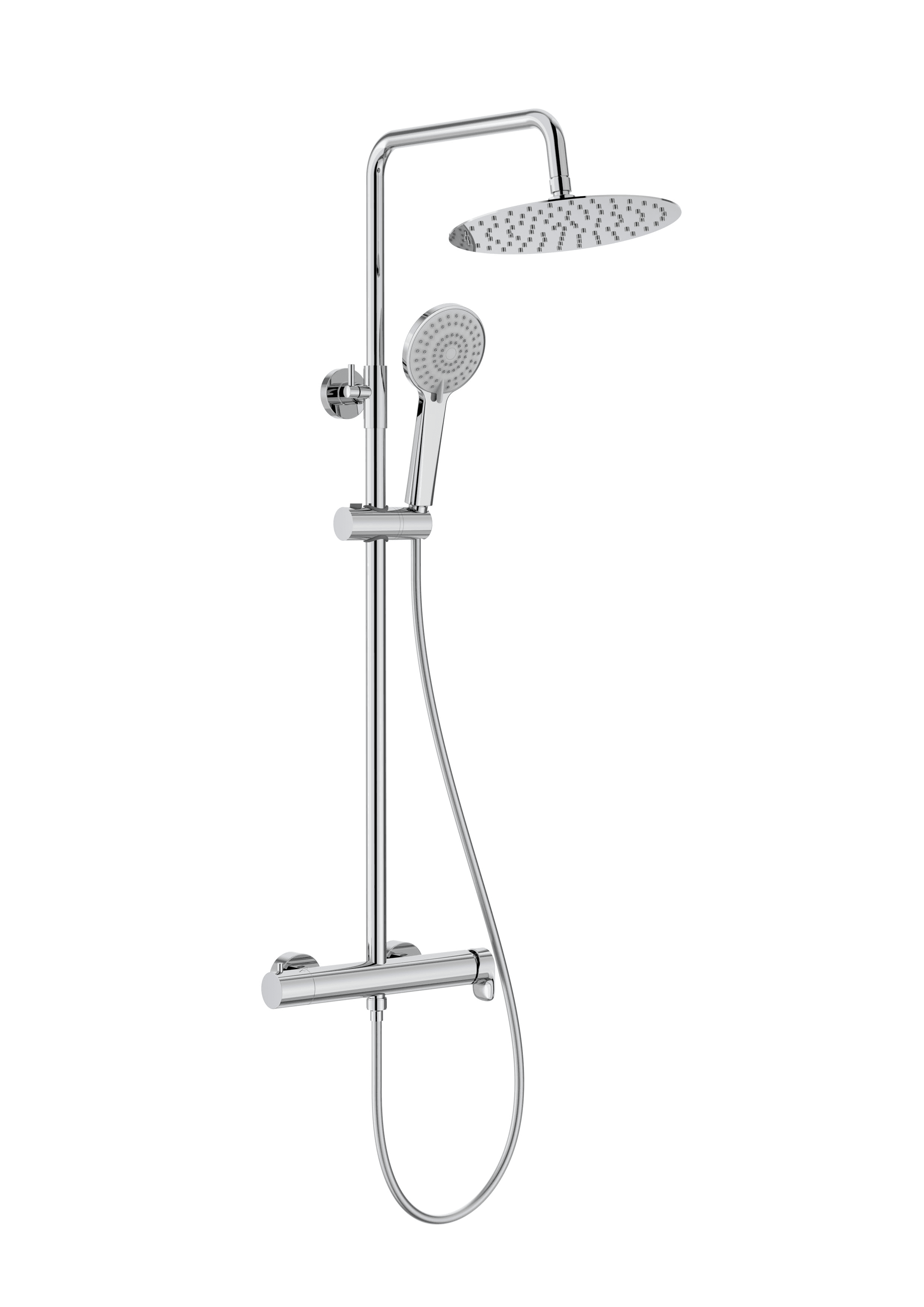 Single-lever Chrome Shower Column Roca Vega Plus Round