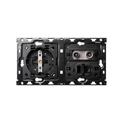 Back kit for 2 elements with 1 Schuko socket base and 1 R-TV+SAT single outlet with 1 RJ45 6 UTP connector Simon 100 with reference 10010208-039 from the brand SIMON