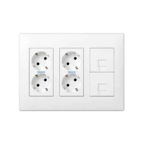 Surface or Flush Mount Box Kit for 3 Double Modules with 2 Double Sockets and 2 Plates 1 RJ45 White Simon 500 Cima with reference 51000301-030 from the brand SIMON