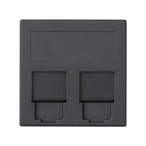 Flat voice and data plate with dust cover 1 element for 2 RJ45 compatible with other manufacturers graphite Simon 500 Cima with reference 50000089-038 from the brand SIMON
