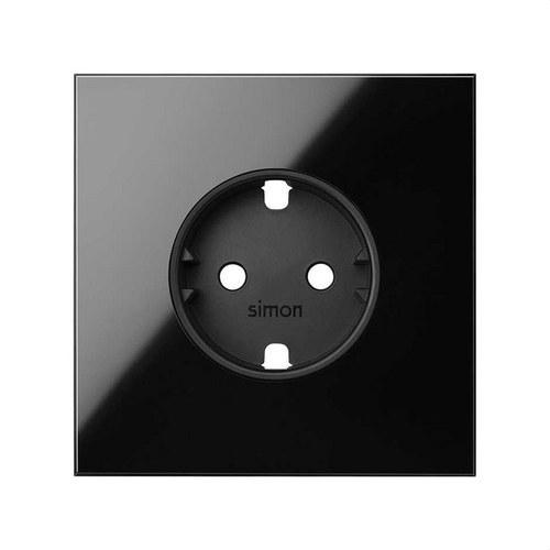 Front kit for 1 element with 1 glossy black Schuko socket base Simon 100 with reference 10020105-138 from the brand SIMON