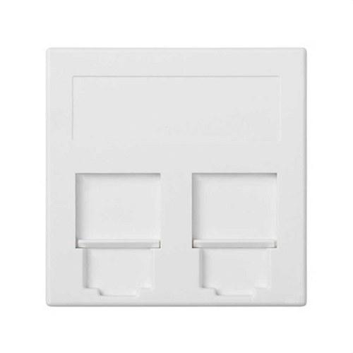 Flat Voice and Data Plate with Dust Cover 1 Element for 2 RJ45 Compatibility with Other Manufacturers White Simon 500 Cima with reference 50000089-030 from the brand SIMON